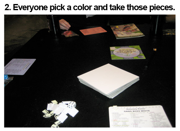 2. Everyone pick a color and take those pieces. that color 